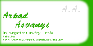 arpad asvanyi business card